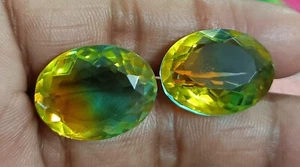 43.60 CT Wonderful Multi-color Oval Shape Doublet Tourmaline Loose Gemstone 2 Pc - Picture 1 of 6