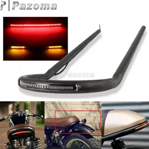 Aro de asiento trasero con marco plano para motocicleta Cafe Racer con luz LED señal de giro de freno - Imagen 1 de 9