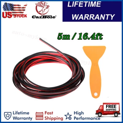 Red 16ft Car Interior Door Gap Edge Line Insert Molding Trim Decor Strip + Tool - Image 1 of 4