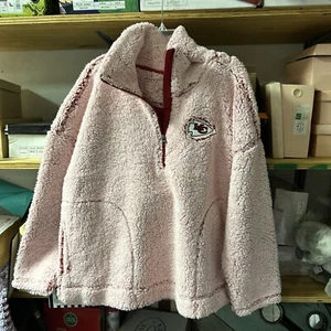 NFL Women’s Sherpa Jacket 1/4 Zip Red Kansas City Chiefs - Picture 1 of 7