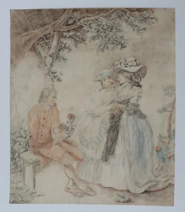 ZEICHNUNG 18. JAHRHUNDERT LA LECON DE BOTANIQUE - Bild 1 von 12