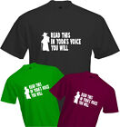 READ THIS IN YODAS VOICE YOU WILL - T Shirt, Star Wars, Film, Funny, Quality NEW