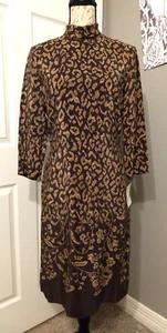 H#28 NWT Liz Claiborne Woman's Brown 3/4 Sleeve 100% Silk Dress Size 6 - Picture 1 of 14