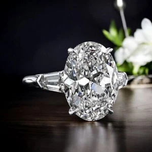 14K White Gold Engagement Ring 6.20 Ct IGI GIA Lab Created Oval Diamond - Picture 1 of 12