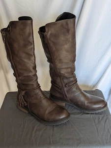 Patrizia Spring Step Tall Riding Boots Brown Vegan Leather Boho Sz 7 Fall Outfit - Picture 1 of 8