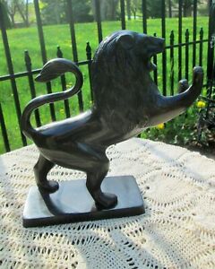 Bombay Company Bronze Coated Metal Standing Lion Figural Bookend Sculpture 8"