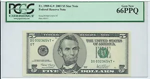 $5 2003 Star *  Chicago 320000 printed PCGS 66PPQ very short run #03236547* FRN  - Picture 1 of 3