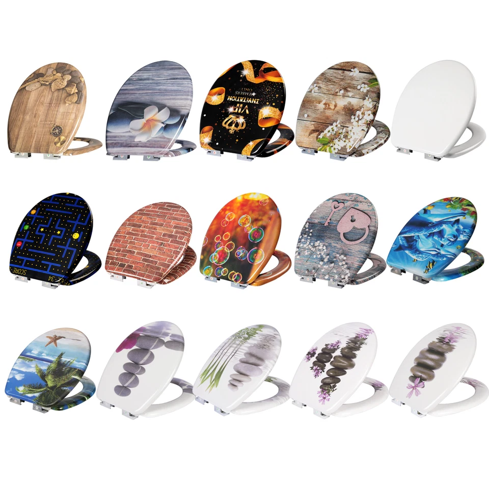 Toilettendeckel WC Sitz Klodeckel mit Absenkautomatik Toilettenbrille Bad e845 - Bild 1 von 1