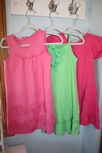 EUC HANNA ANDERSSON Size 5 US 110 EU Pink Green Ruffle Dresses Lot of 3 - Picture 1 of 13
