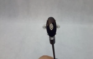 Vintage 10K White Gold Ladies Black Onyx & Diamond Ring - Picture 1 of 8