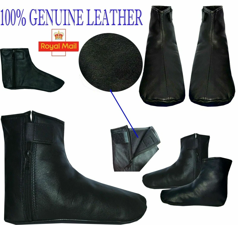 Mens Ladies Unisex Real Leather Black Socks Khuffs Khuffain for Hajj Umrah 5-11 - Image 1 of 1