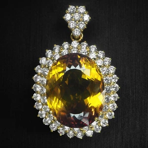 Elegant Bi Color Tourmaline 26.70Ct 925 Sterling Silver 24K Gold Plated Pendants - Picture 1 of 7
