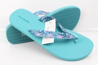 Sandálias femininas Vera Bradley com alça de teia flip flop Peacock Garden 29359 - Imagem 1 de 3