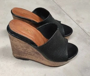 Zatteroni vintage in pelle nero, AKALIN, numero 38, tacco a zeppa - Foto 1 di 10