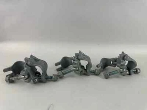 Lot Of 3 EN74 Double Coupler Steel Pipe Clip Scaffolding Clamp Movie Set Grip - Picture 1 of 5