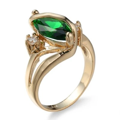 7*10mm Green Zircon Band Women's 14kt Yellow Gold Filled Wedding Ring Size 6-10 - Image 1 of 4