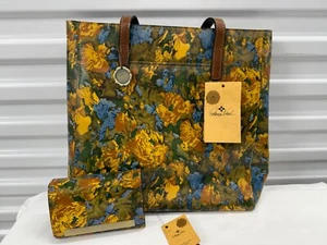 Patricia Nash NEU MIT ETIKETT VIANA große Leder Beuteltasche Tasche mit CAMETTI GELDBÖRSE WILDFLOWER SET! - Bild 1 von 14