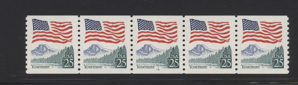 1989 US Scott #2280a, 25c Flag over Yosemite , PNC5, Plate#14 - Image 1 of 1