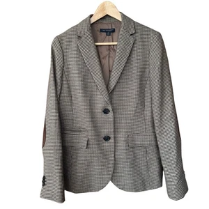 Blazer de lana pata de gallo Brooks Brothers chaqueta de montar parche ecuestre en el codo 12 - Imagen 1 de 11