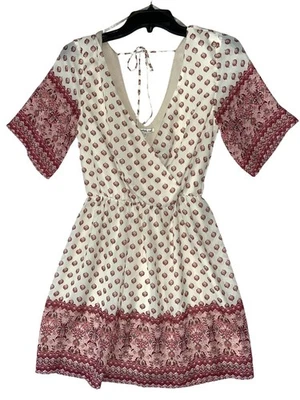 Charlotte Russe XS Womens Wrap Inspired Dress Floral Paisley Print Short Sleeve Foto 1 de 4