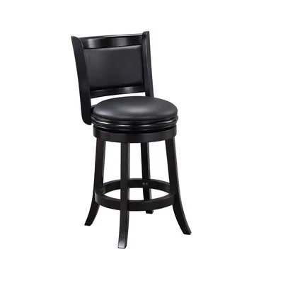 Augusta Counter Height Black Swivel Bar Stool with Faux Leather Seat - Image 1 of 4