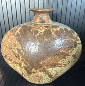 Large Mid Century Paul Volckening Mottled Studio Stoneware Pottery Vase 11.5”H - Picture 1 of 8