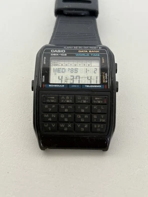 Vintage CASIO DBX-102 Japan Calculator Watch Multi Function New Battery “As-Is” - Image 1 of 4