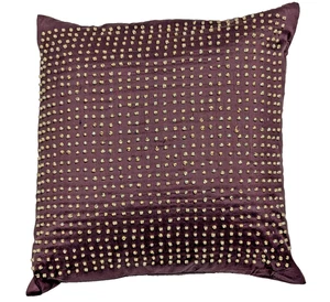 Lila Luxe Versailles Luxus Perlen vorne 100 % Seide dekoratives Kissen 14 x 14 - Bild 1 von 5