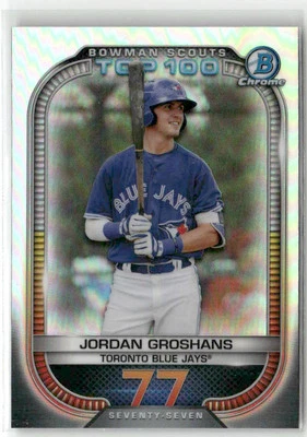 2021 Bowman #BTP-77 Jordan Groshans Chrome Bowman Scouts Top 100 - Image 1 of 2