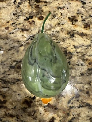 Vintage Alabaster Hand Carved Stone Fruit Realistic Avocado/Fruit? - Image 1 of 4