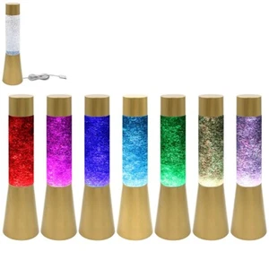 13 Inch Gold Base Twister Glitter Lamp Battery Operated & USB Lava Lamp Style - Picture 1 of 5