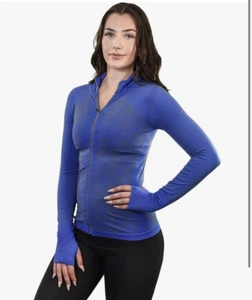 Giacca sportiva Young USA donna taglia XL blu royal full zip aderente - Foto 1 di 7