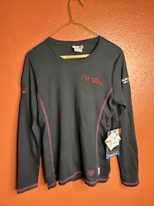 Ariat FR Shirt Women M Blue Flame Resistant HRC2 Long Sleeve V Neck Workwear - Picture 1 of 8