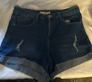 California Vintage Shorts Juniors Denim Size 11 Mid Rise Distressed Blue Jean - Picture 1 of 9