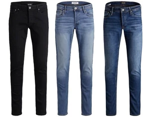 Mens JACK & JONES Stretch Denim Jeans Slim Fit New Glenn Sale Blue Black 30-36 - Picture 1 of 9