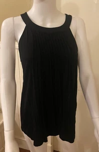Cable & Gauge Sleeveless Pleated Sleeveless Black Jersey Top Women’s Large - Picture 1 of 9