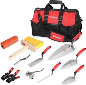 All-in-One 12PC Masonry Tool Kit with Red Tool Bag - Perfect for Bricklaying - Picture 1 of 9