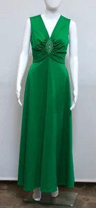 RETRO 1960s 1970s GREEN MARY CHARMAINE EVENING GOWN - Bild 1 von 4
