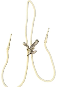 Silver Colored Eagle Bolo Tie - Grey Nylon Cord - Silver Tips - Western Style - Picture 1 of 4