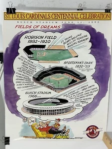 ST. LOUIS CARDINALS Centennial Celebration Vintage Poster 100th Anniversary 1992 - Picture 1 of 2