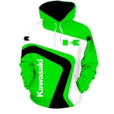 Kawasaki Hoodie 3D Team Racing All Over Printed For Gift Hot Trend Grün - Bild 1 von 3