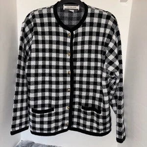 Crystal Kobe Black & White Plaid Sweater Blazer (LG) - Picture 1 of 4