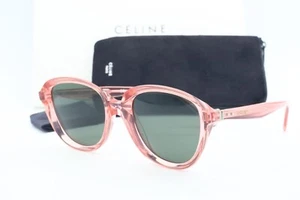 CELINE CL  41448S 35J/QT Round Sunglasses Crystal Pink Green Lens NEW! - Picture 1 of 5