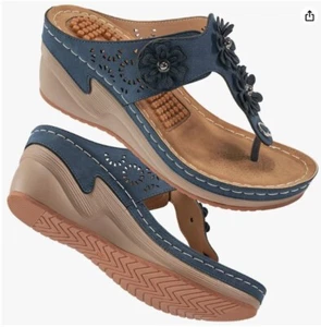 Sandals for Women Wedge Shoes: Summer Womens Platform Flip Flops Comfortable 9.5 - Picture 1 of 6