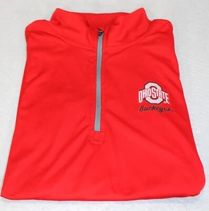 Ohio State Buckeyes 1/4 Zip Long Sleeve Pullover Womans L Red Scarlett and Gray - Picture 1 of 5