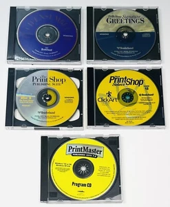 VTG Lot 5 The Print Shop & PrintMaster Desktop Publishing Software Windows CDRom - Picture 1 of 4