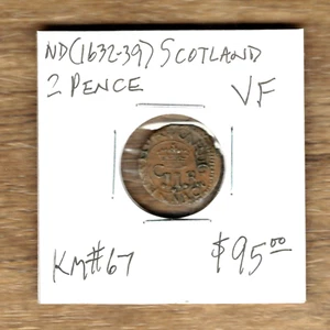 SCOTLAND - BEAUTIFUL HISTORICAL COPPER 2 PENCE, ND (1632-39), KM# 67 - Picture 1 of 4