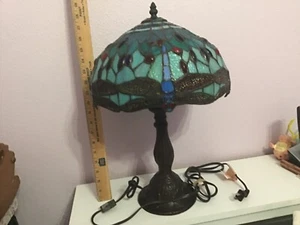 Tiffany Style Table Lamp Dragonfly Stained Glass Desk/Table Lamp 18" Tall-exc. c - Picture 1 of 1
