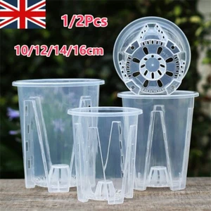 Transparent Orchid Pots Set for Healthy Growth 1/2 Pack with Holes Breathable UK - Picture 1 of 28