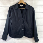 COLDWATER CREEK Womens PETITE MEDIUM Black Jacket Cotton/Spandex